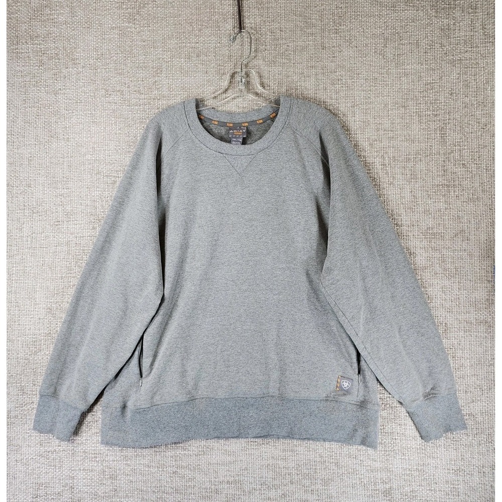 ARIAT Rebar Workman Washed Fleece Sweatshirt Mens 2XL Gray Zip Pockets‎